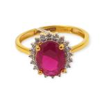 Amazing Gold Ring in Beautiful Design with Ruby and Zerkons